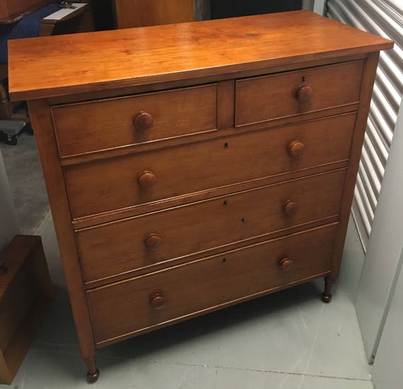 Antique Sheraton Solid Cherry Chest Dresser 18 75d42w42 75h Etsy