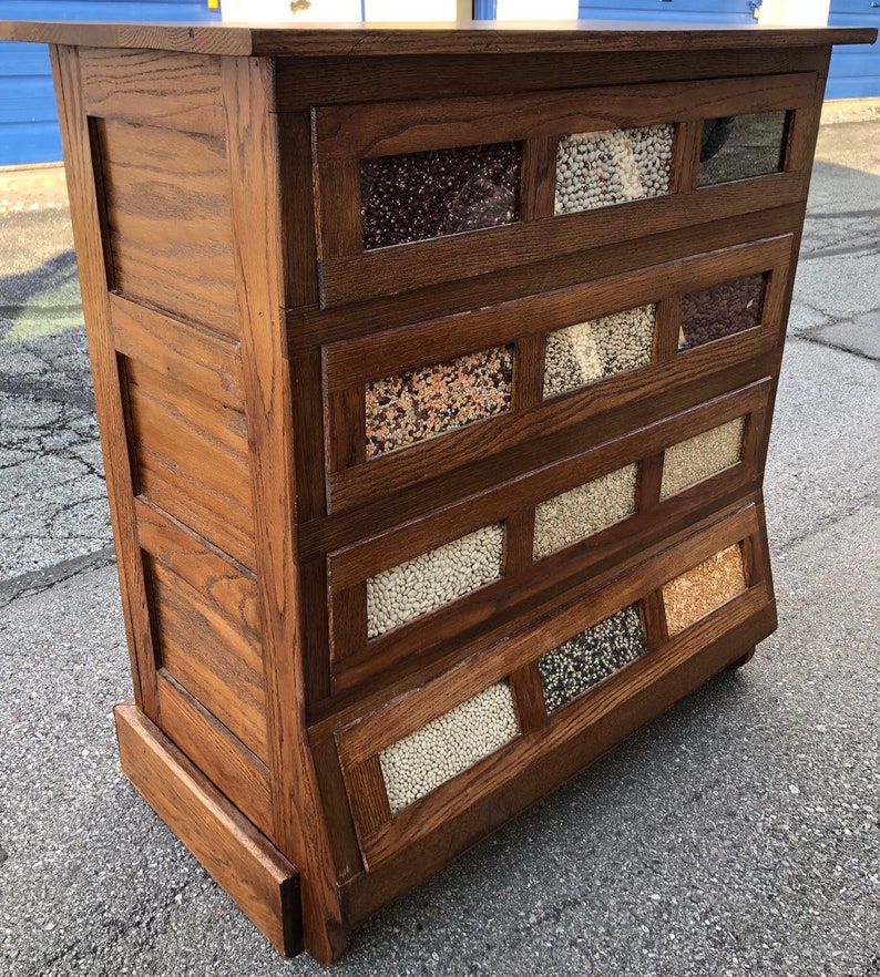 Antique Seed Counter 12 drawer display cabinet solid oak 17.5d34.25w36.25h Shipping is not free 