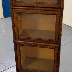 Antique quartersawn oak Macey 4 section 1/2 size barrister bookcase 17W12D63.5H shipping is not free