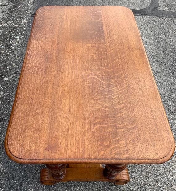 Exquisite Antique Solid Oak Library Table 2 Drawers 30d50w31h Shipping is Not Free Etsy UK