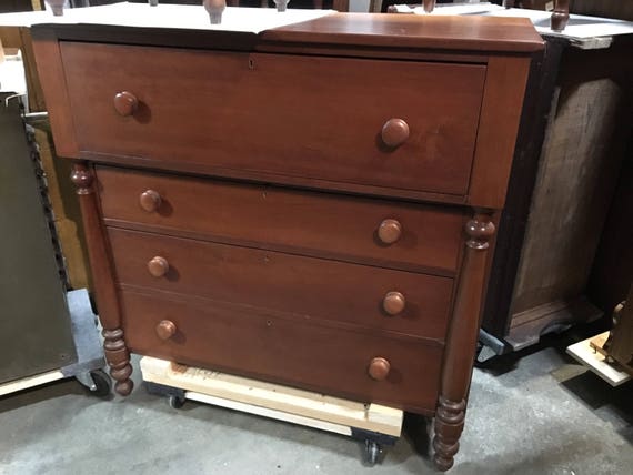 Antique Empire Solid Cherry Chest Dresser 4 Drawer 43w44h19d Etsy