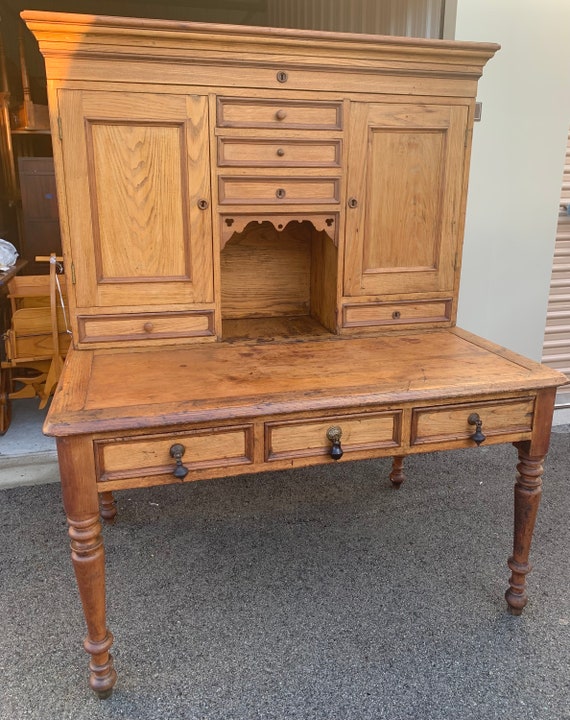 Antique Primitive Southern 1860s Plantation Desk 53W34D23CH30H65