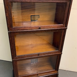 Antique 1910 Globe wernicke oak 3/4 stack barrister bookcase 25.5w12.5d51h Shipping is not free