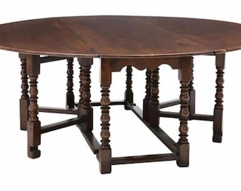 Large English oak gate-leg wake table 30h77w77.5d shipping is not free