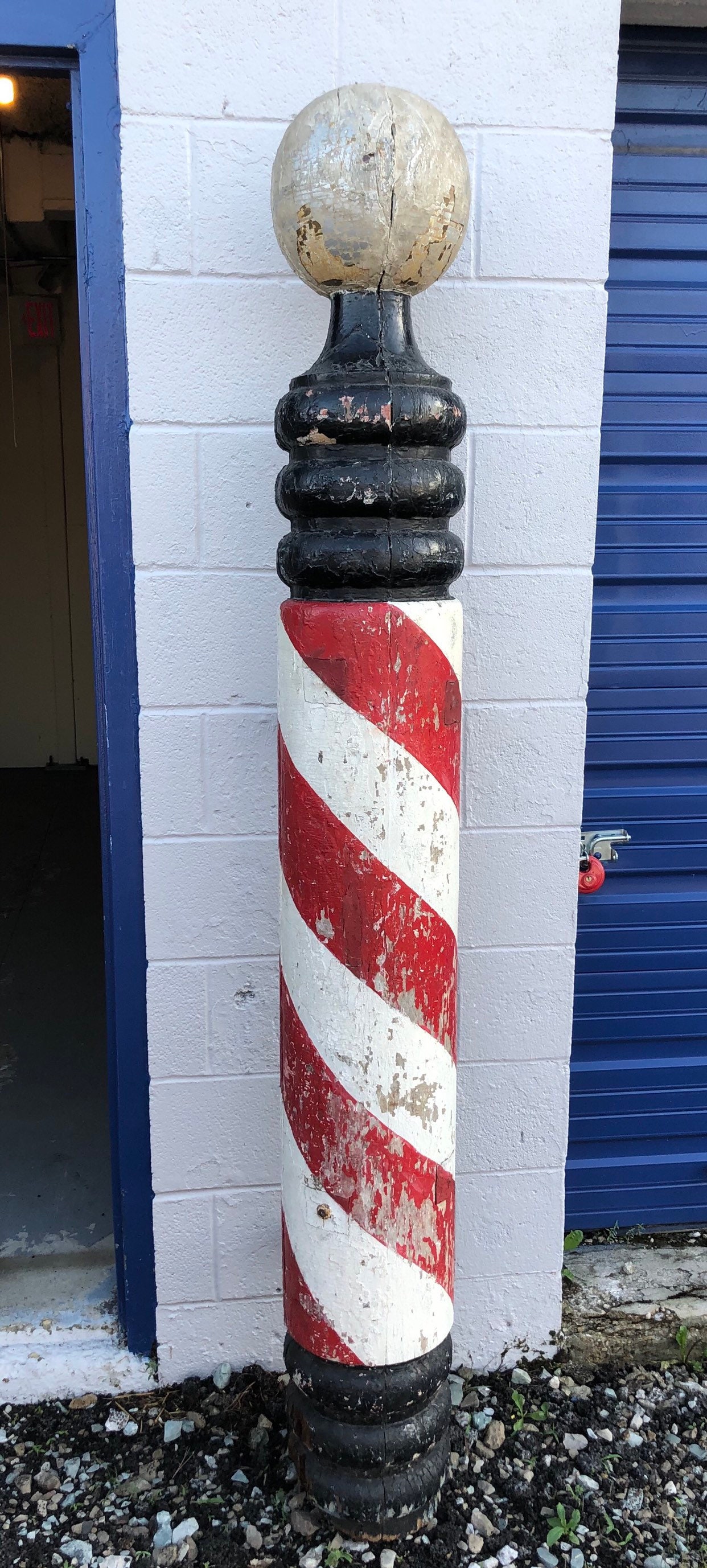 Antique American Original Solid Wood Barber Pole Red White and - Etsy