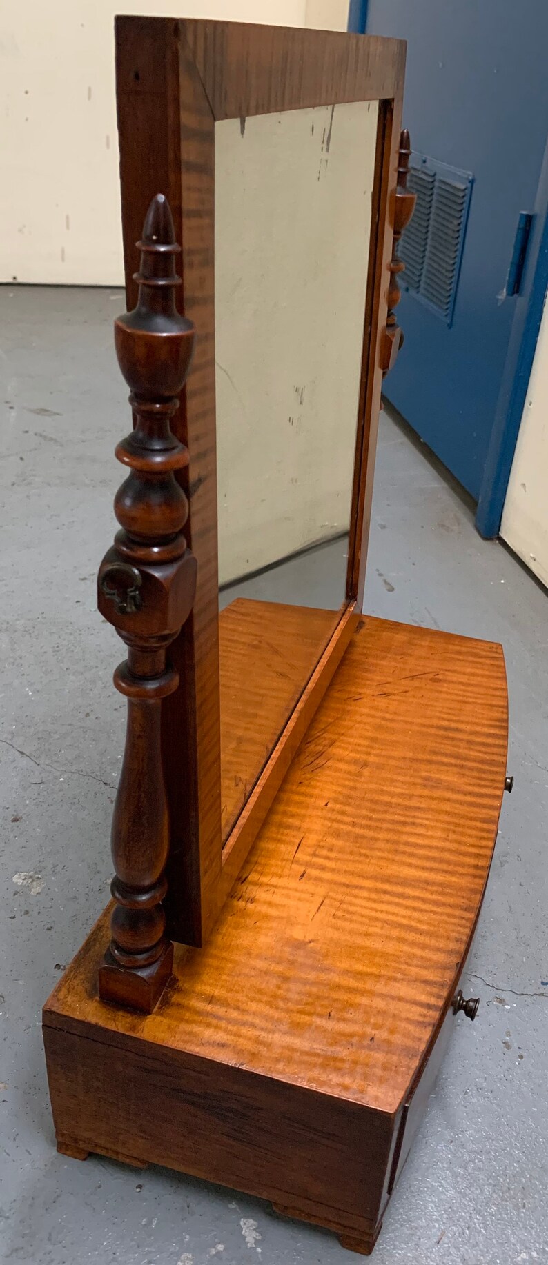Antique 19th C New York Tiger Maple Dresser Shave Mirror Etsy