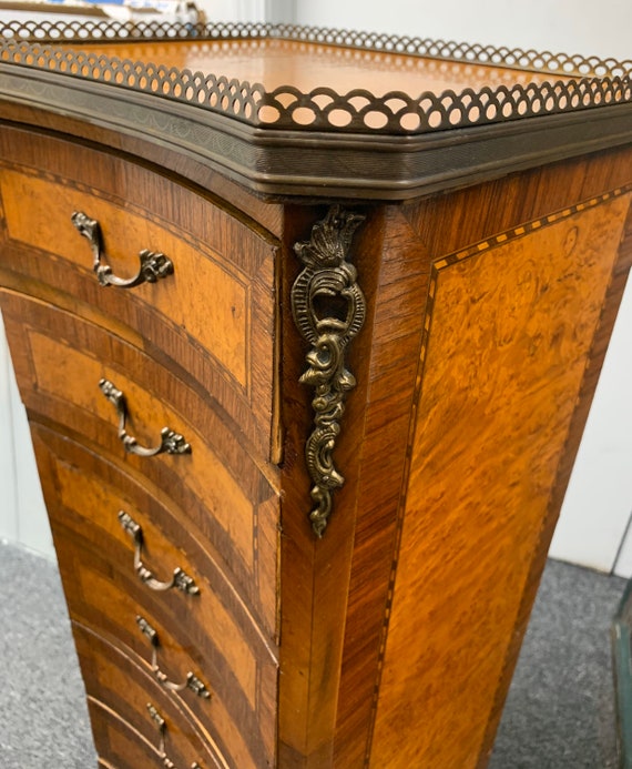 Antique French Lingerie Semenier Chest 7 Drawers Inlay Design