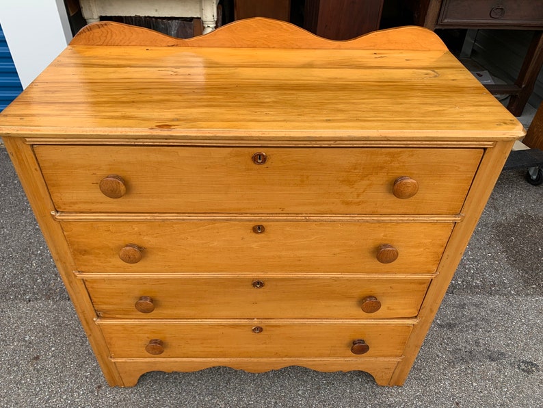 Antique New England Pine 4 Drawer Dresser Chest Knapp Joints Etsy