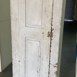 Beautiful Primitive 19th c Illinois chimney cabinet cupboard  20.5W28W17D74H original white chippy paint shipping is not free