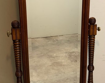 American Victorian walnut Cheval mirror Beautiful stick and ball detail 18d33w74h Shipping is not free