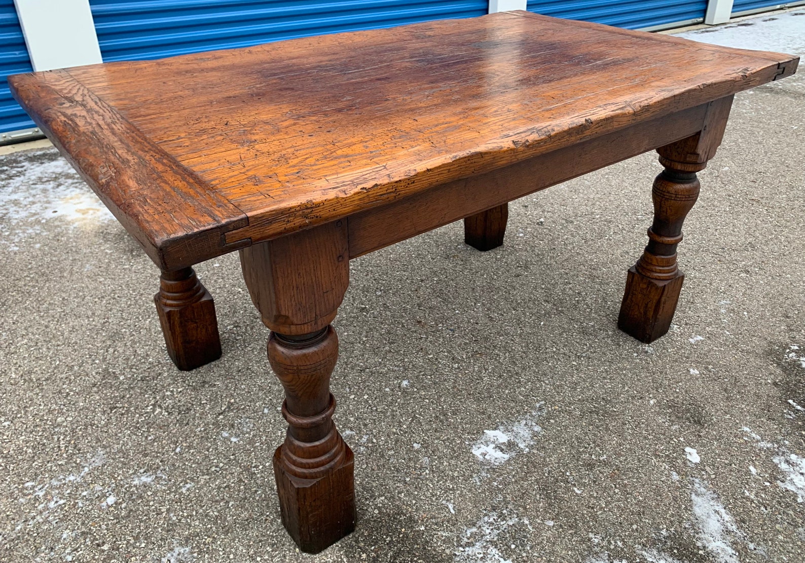 Beautiful Antique Continental Solid Oak Harvest Table Peg Etsy