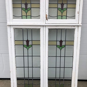 Vintage English Stained leaded glass window od 47x68.5x4 Shipping is not free