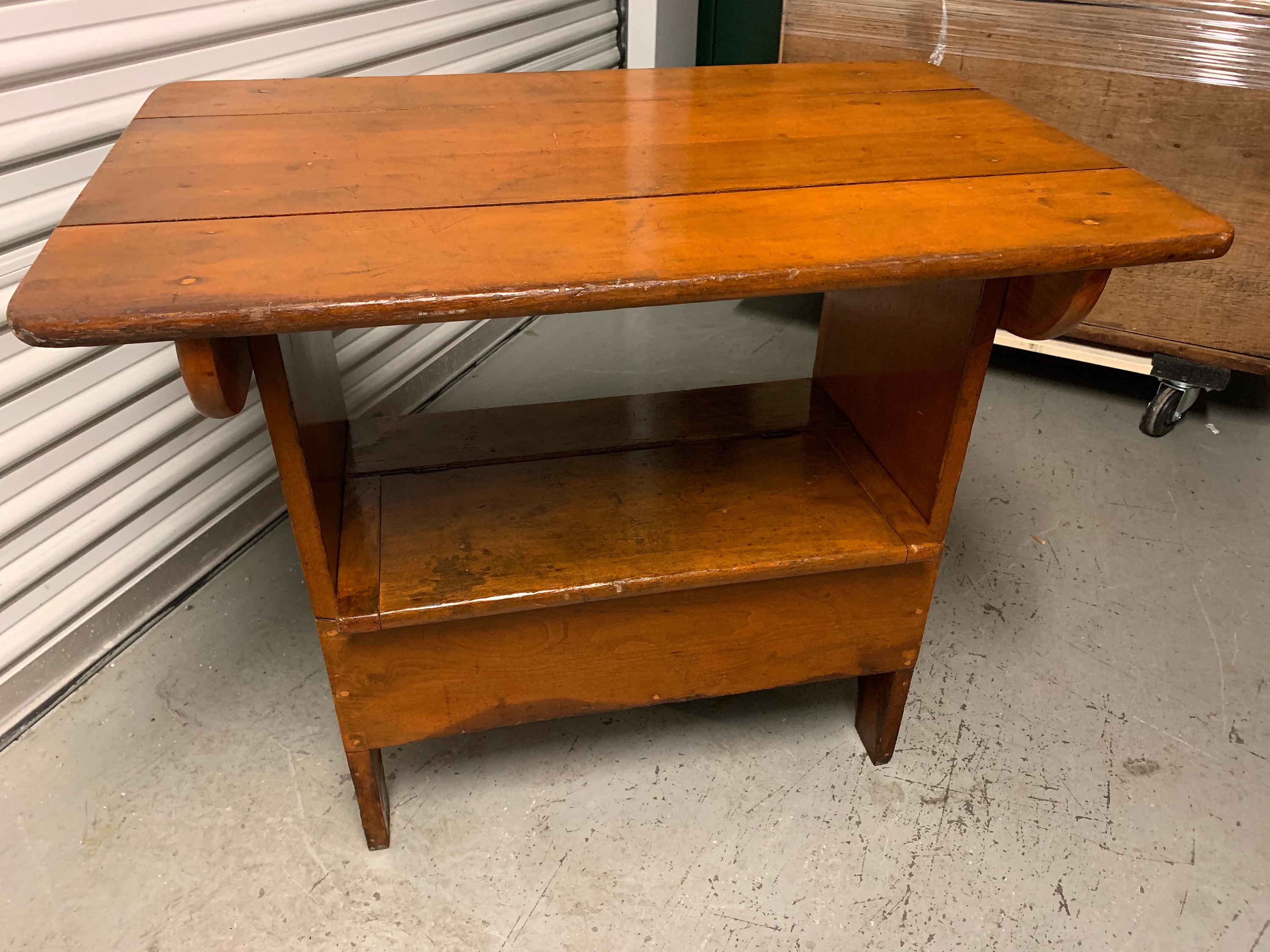 Antique Pine Hutch Table Bench Seat Smaller Size 35.5w23d28h