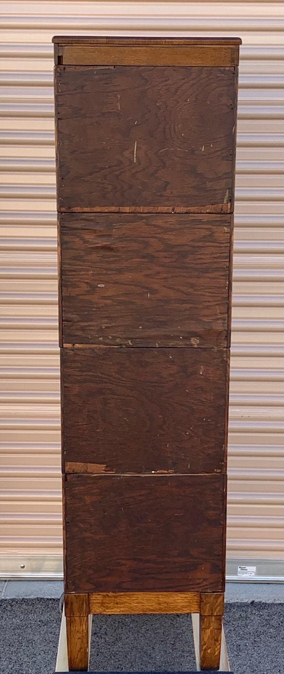 Antique Shaw Walker Oak Stacking File Cabinet 4 Sections 24