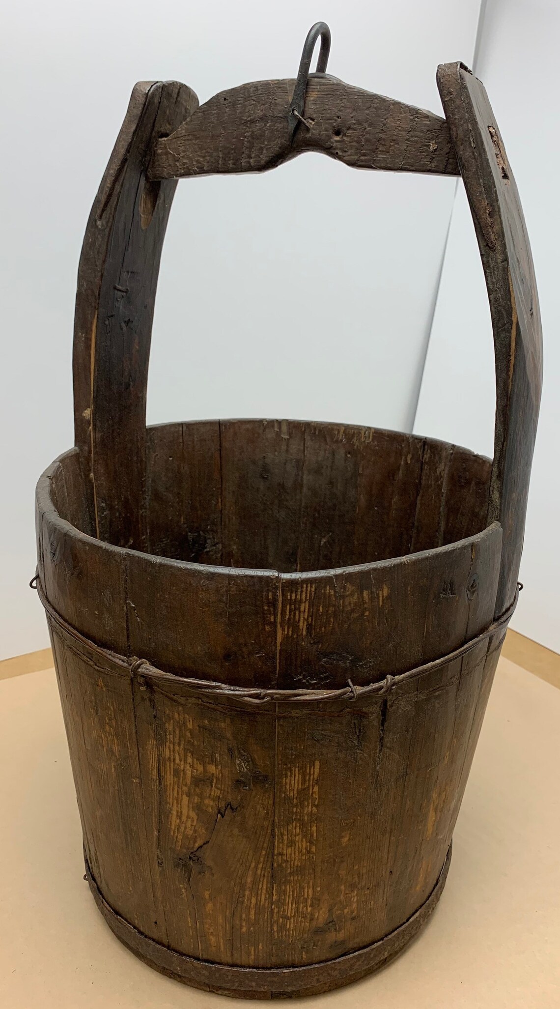 Antique Texas Wooden Well Bucket 1880s Iron Hardware Etsy