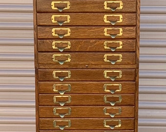 Antique shaw walker oak stacking file cabinet 4 sections 24 drawers 16W19D61.5H shipping is not free