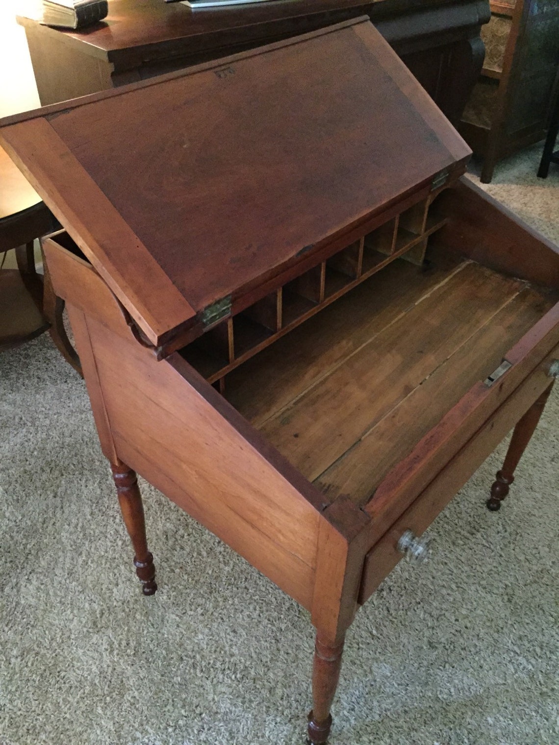 Antique School Masters Cherry Desk 1800's 25d35w39h High Etsy