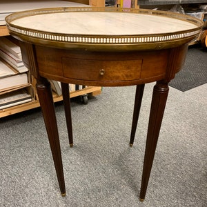 Antique French Louis XVI mahogany gueridon marble top table 28.5h24d shipping is not free bild 4