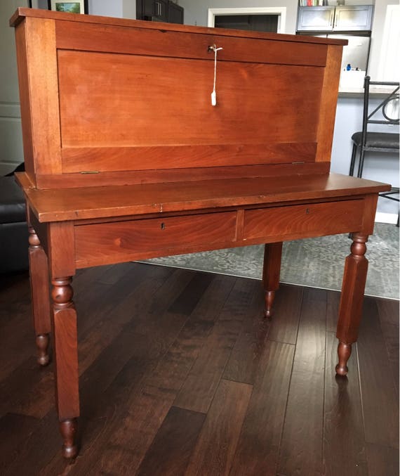 Antique Kentucky Hard Wood Plantation Desk With Key Etsy