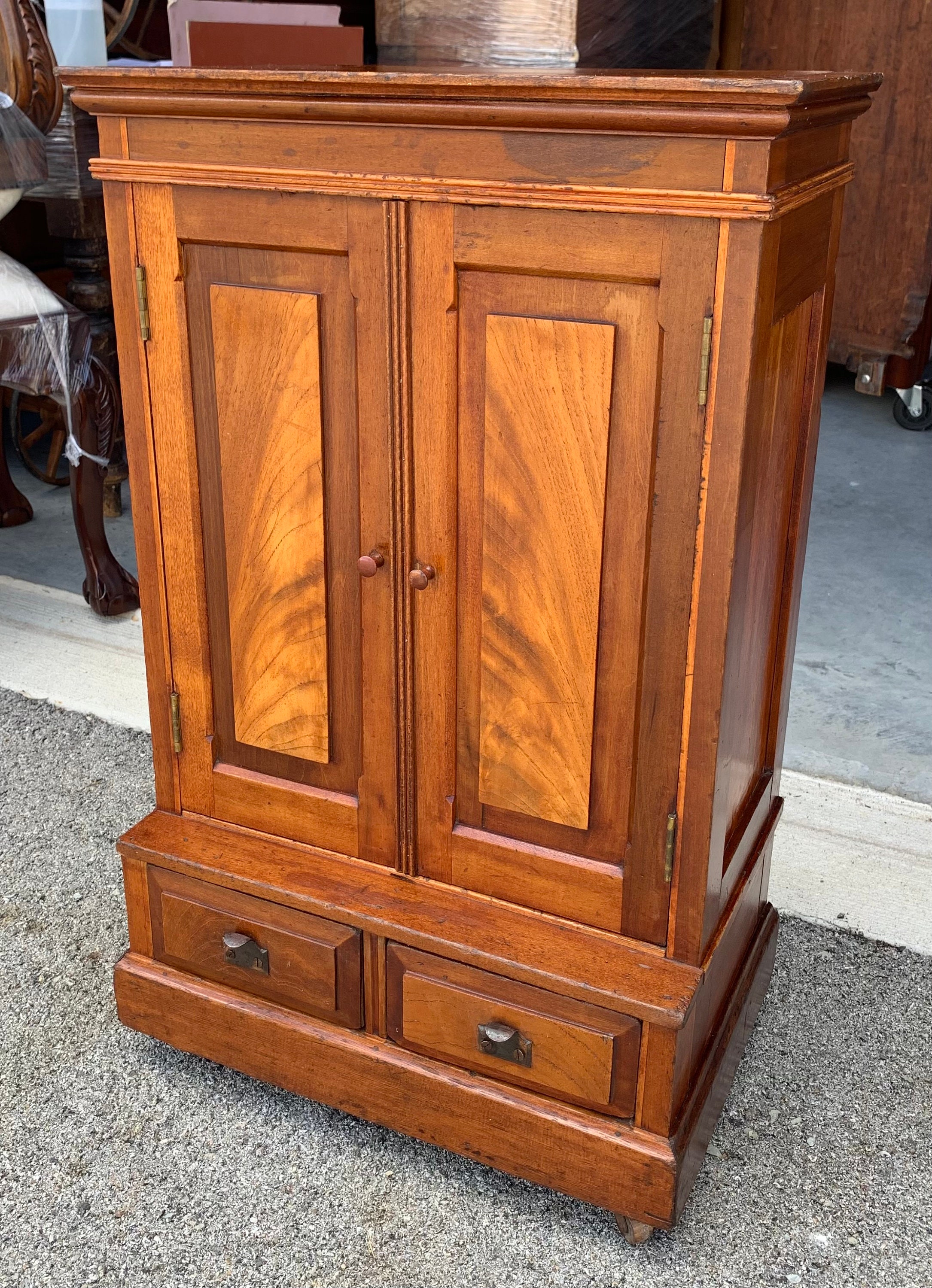 Antique Victorian 1800s Child Size Cupboard Wardrobe Chest Cabinet