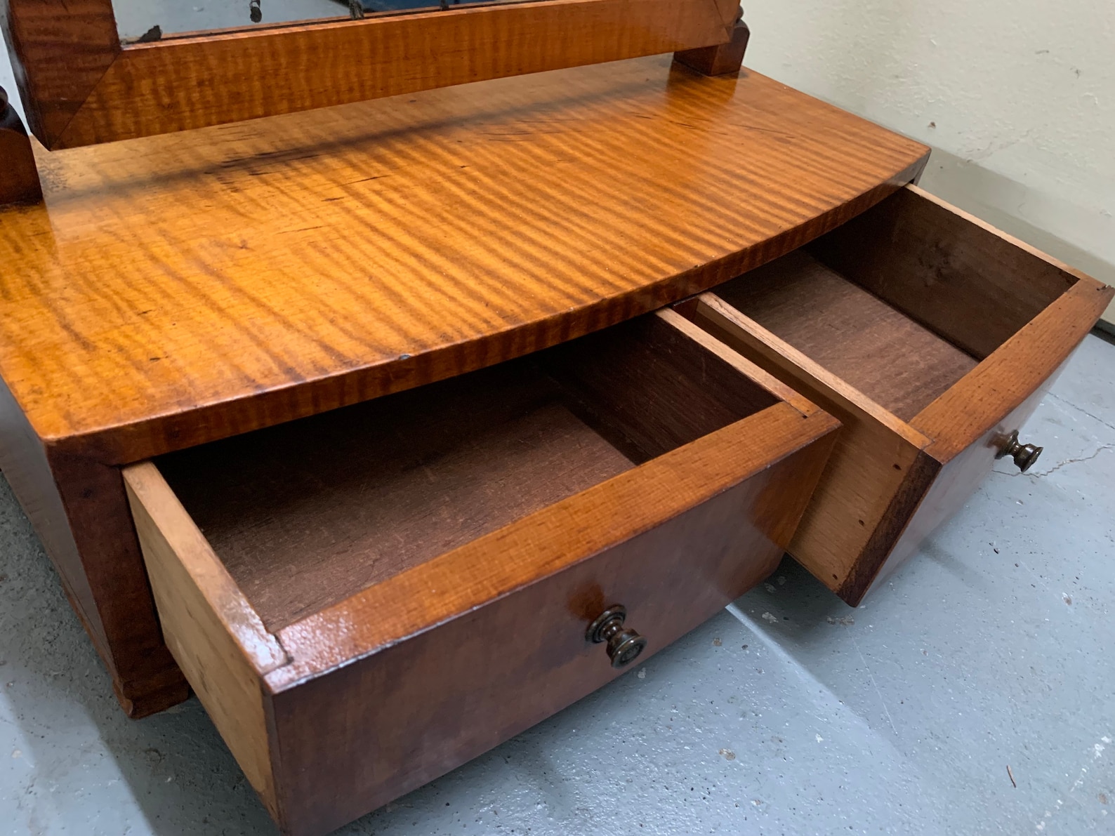 Antique 19th C New York Tiger Maple Dresser Shave Mirror Etsy