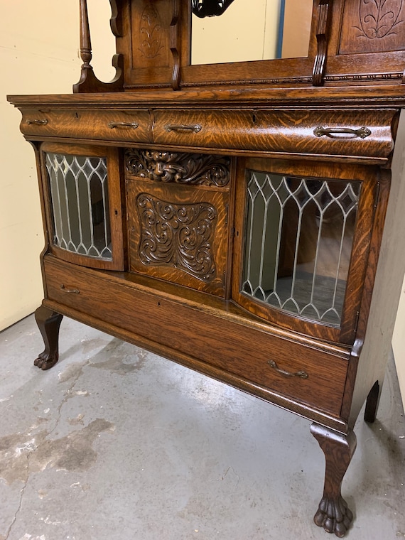 Antique buffet with glass doors deals