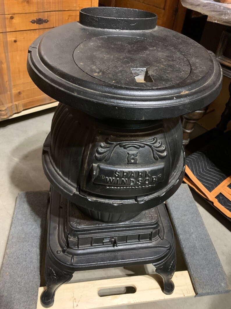 Antique Cast Iron Pot Belly Parlor Cook Stove 17 X 17 X28h Etsy