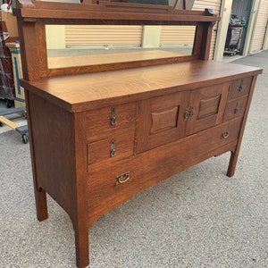 Antique mission oak arts and crafts sideboard buffet 66w22d38h55h shipping is not free