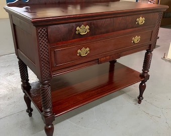 Antique federal mahogany two dovetail drawer sideboard server 36.5H42W20D shipping is not free