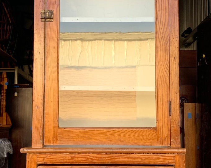 Monumental Antique Southern Hard Pine Tall Chimney Cupboard