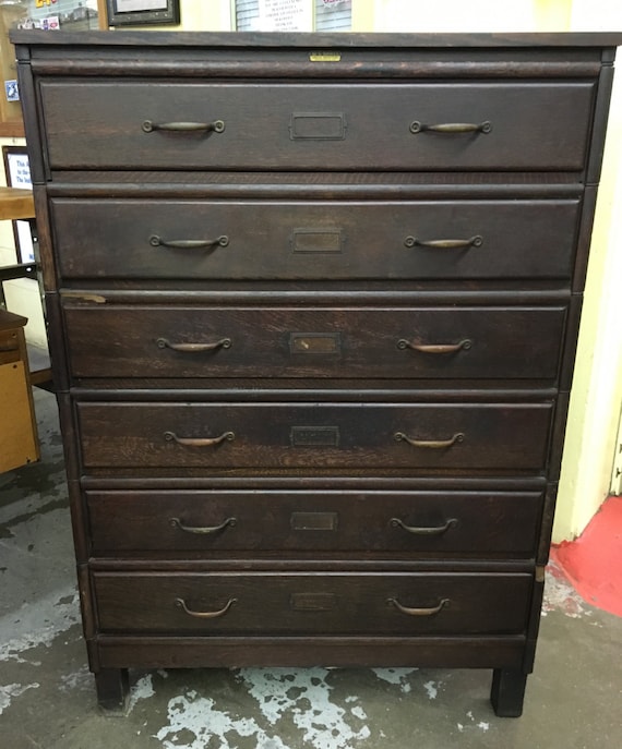 Antique W C Brass 8 Stack Oak File Drawers Cabinet Etsy