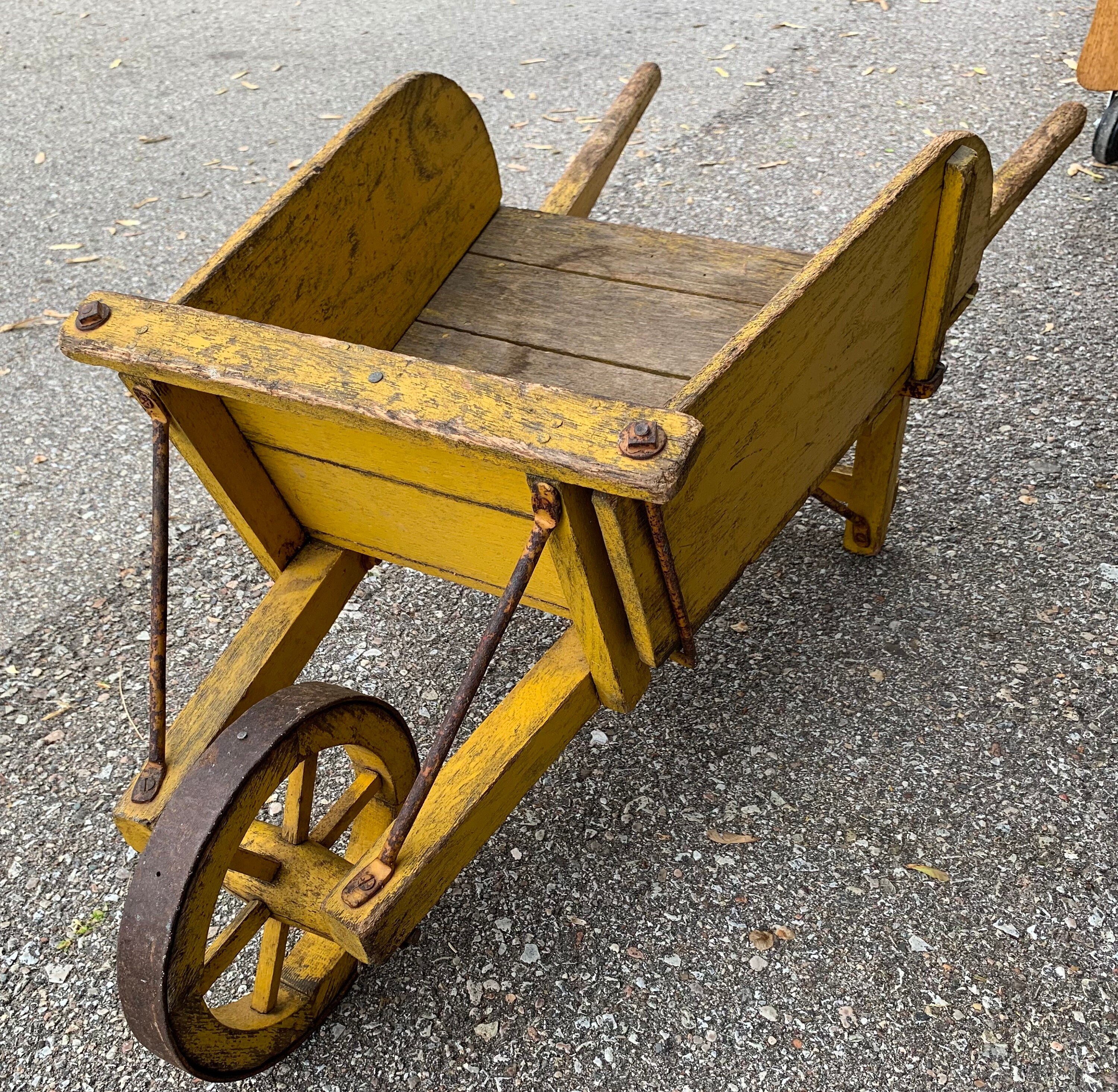 Antique Primitive New York Yellow Painted Diminutive Wooden Wheel Barrow 18w7w44l15h Shipping is Not Free Etsy