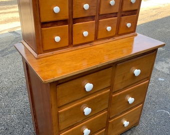 Antique New England pine apothecary cabinet 15 drawers 36W20D11D33H50H Shipping is not free