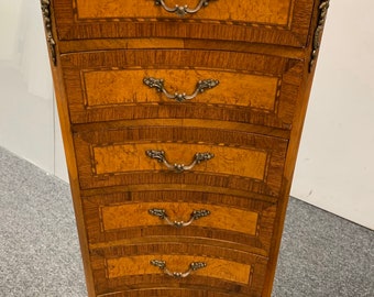 Antique French lingerie semenier chest 7 drawers inlay design 14W12D42H Shipping is not free