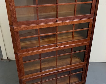 Antique Solid Mission Oak GRM 4 Stack Barrister Bookcase