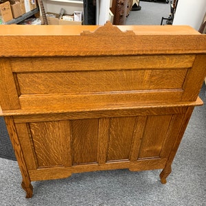 Beautiful antique Macey solid oak paneled roll top desk 40W28D30H44H Shipping is not free image 9