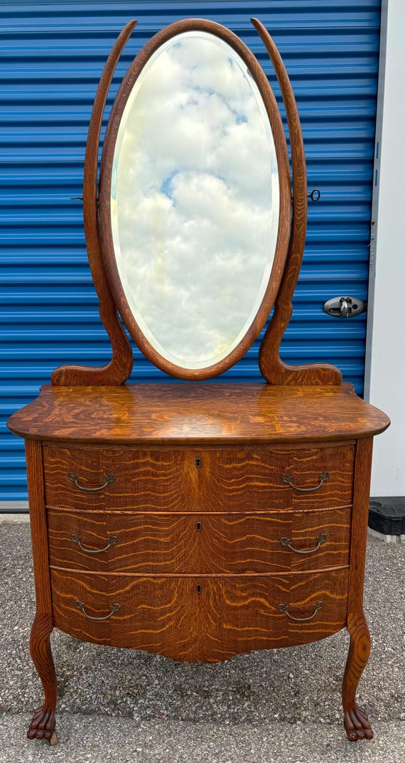 white christmas dresses Renaissance Revival Dresser w/ Vanity Mirror – Eileen Lane Antiques main image 1