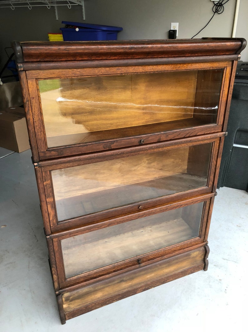 Antique C1900 Macey Oak Barrister 3 Stack Bookcase Image 0