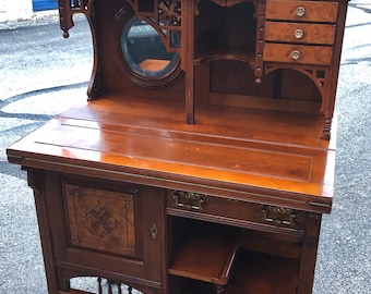 Beautiful Antique Victorian ornate desk secretary 31w20d9d30h54h shipping is not free