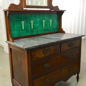 Antique English Mahogany Marble Top Wash Stand 31.5h47h66h42.5w19d Shipping is Not free