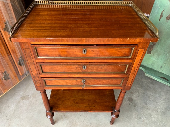 19th C French Mahogany Commode Three Drawer Stand 29H19W12.5D - Etsy