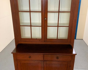 Beautiful antique solid cherry two-piece step back cupboard 51w47w10.5d18d37h84h shipping is not free