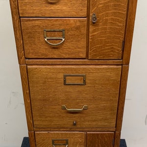 Antique 1920 quarter sawn mission oak stacking sectional file cabinet MI  17W17D48H shipping is not free