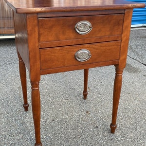 Antique American solid cherry two drawer stand table  22W19.5D29H shipping is not free