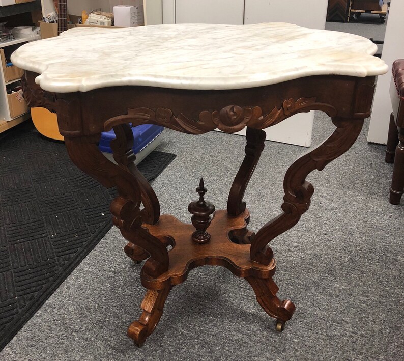 Antique Victorian Marble Turtle Top parlor table center spire Etsy