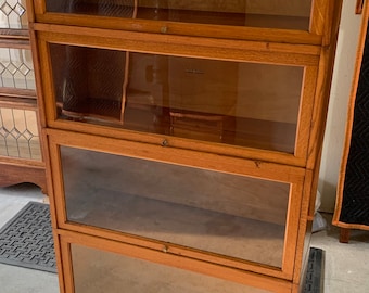 Antique Shaw Walker arts and crafts high end solid oak barrister bookcase 34w11.5d66.5h shipping is not free