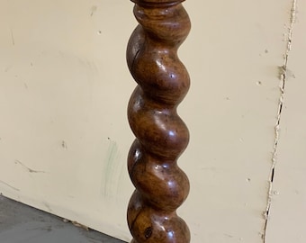 Antique Italian twisted column pedestal stand, 19th c., walnut finish 13x48 shipping is not free