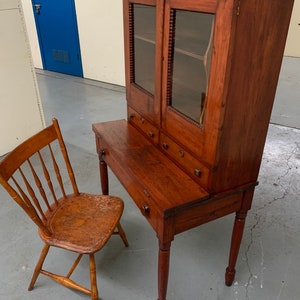 Antique 19th c New England cherry plantation desk glass doors 34.5w19d27.5h59.5h Shipping is not free