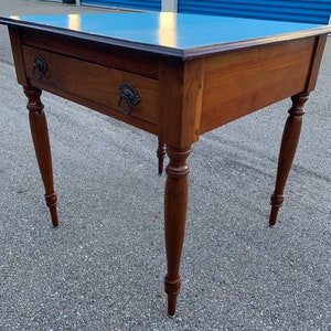 Antique walnut side table turned legs peg construction chamfered drawer 27x27x28h Shipping is not free