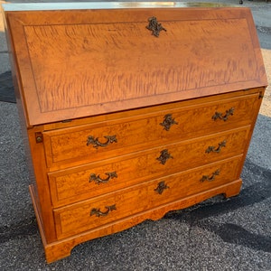 Exqusite Biedermeier Birdseye Maple desk secretary chest 27.5H41H18D9D44.5W Shipping is not free